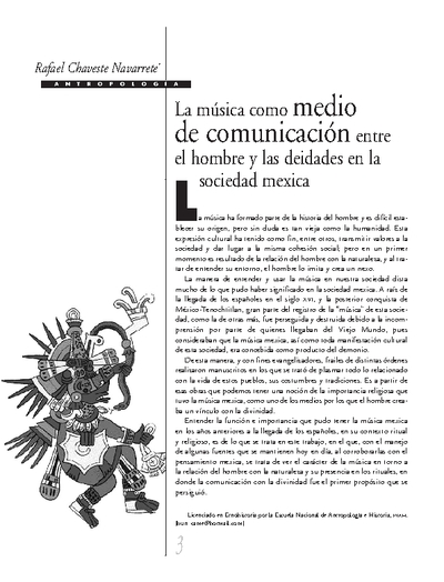 La música como medio de comunicación entre el hombre y las deidades en la sociedad mexicana