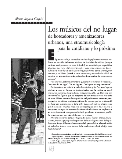 Los músicos del no lugar: de boteadores y amenizadores urbanos, una etnomusicología para lo cotidiano y lo próximo