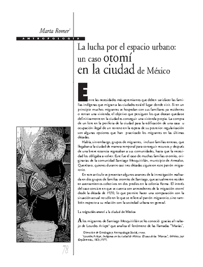 La lucha por el espacio urbano: un caso otomí en la ciudad de México