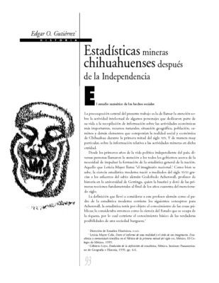 Estadísticas mineras chihuahuenses después de la Independencia