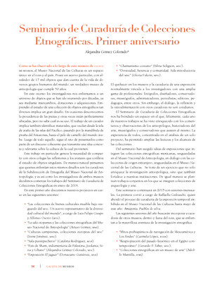 Seminario de Curaduría de Colecciones Etnográficas. Primer aniversario