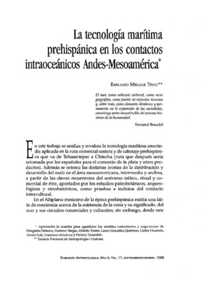 La tecnología marítima prehispánica en los contactos intraoceánicos Andes-Mesoamérica