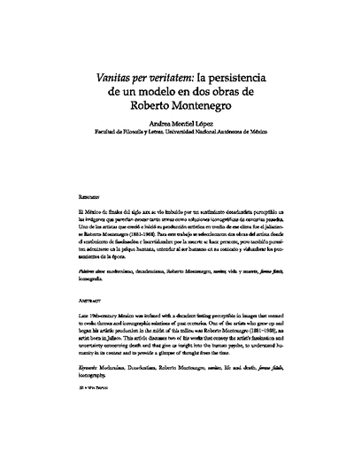 Vanitas per veritatem: La persistencia de un modelo en dos obras de Roberto Montenegro