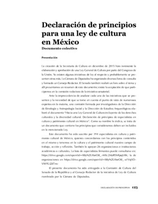 Declaración de principios para una ley de cultura en México