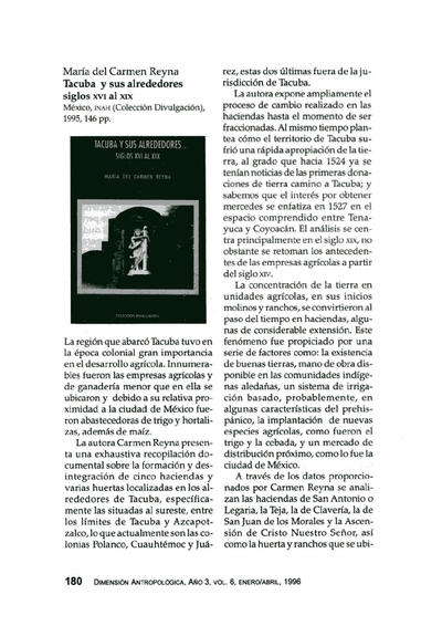 María del Carmen Reyna, Tacuba y sus alrededores siglos XVI al XIX, México, INAH (Colección Divulgación), 1995,146 pp.