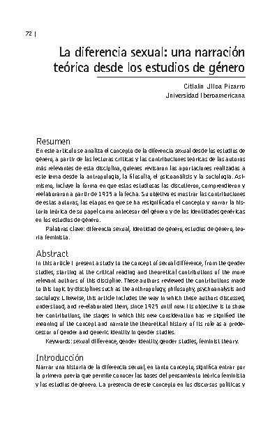 La diferencia sexual: una narración teórica desde los estudios de género