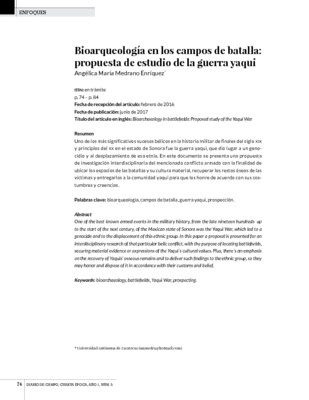 Bioarqueología en los campos de batalla: propuesta de estudio de la guerra yaqui
