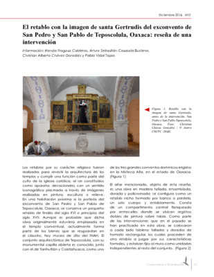 El retablo con la imagen de santa Gertrudis del exconvento de San Pedro y San Pablo de Teposcolula, Oaxaca: reseña de una intervención