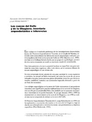 Las cuevas del Gallo y de la Chagüera. Inventario arqueobotánico e inferencias