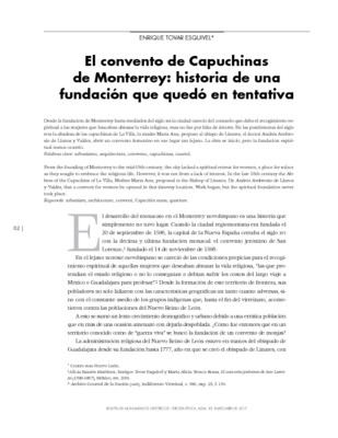 El convento de Capuchinas de Monterrey: historia de una fundación que quedó en tentativa