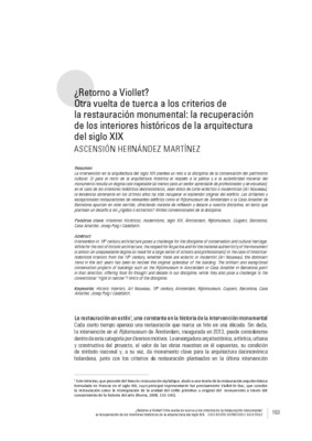 ¿Retorno a Viollet? Otra vuelta de tuerca a los criterios de la restauración monumental: la recuperación de los interiores históricos de la arquitectura del siglo XIX