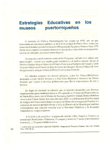 Estrategias Educativas en los museos puertorriqueños
