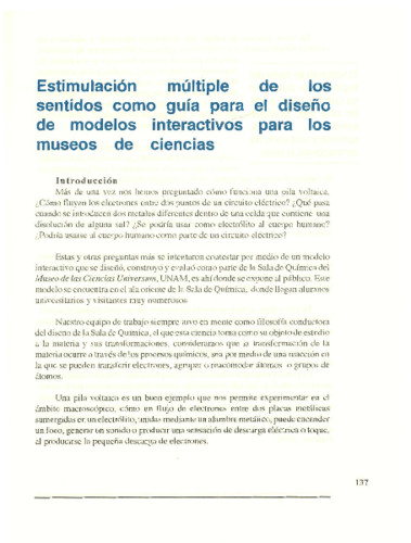 Estimulación múltiple de los sentidos como guía para el diseño de modelos interactivos para los museos de ciencias