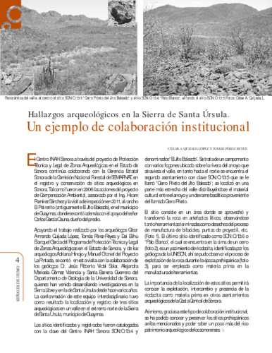 Hallazgos arqueológicos en la Sierra de Santa Úrsula. Un ejemplo de colaboración institucional
