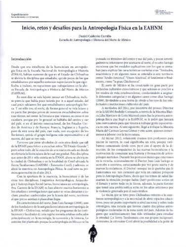 Inicio, retos y desafíos para la Antropología Física en la EAHNM