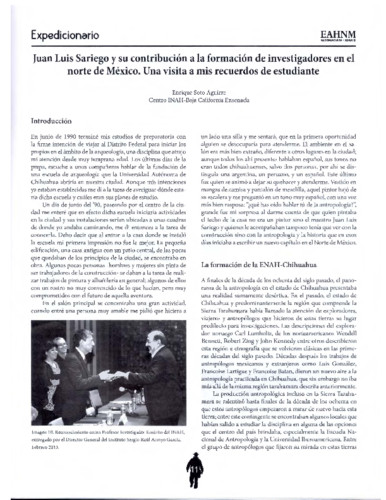 Juan Luis Sariego y su contribución a la formación de investigadores en el norte de México. Una visita a mis recuerdos de estudiante