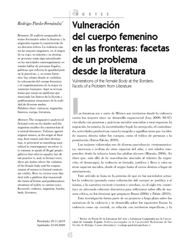 Vulneración del cuerpo femenino en las fronteras: facetas de un problema desde la literatura