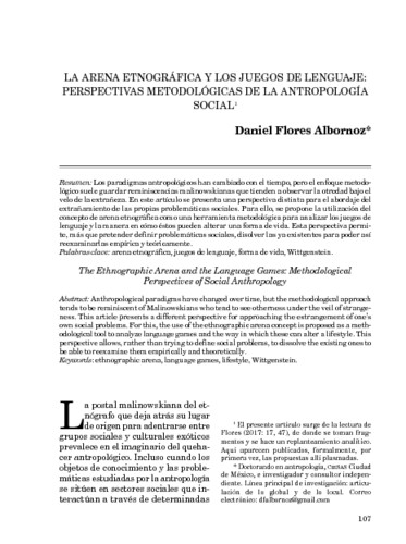La arena etnográfica y los juegos de lenguaje: perspectivas metodológicas de la antropología social