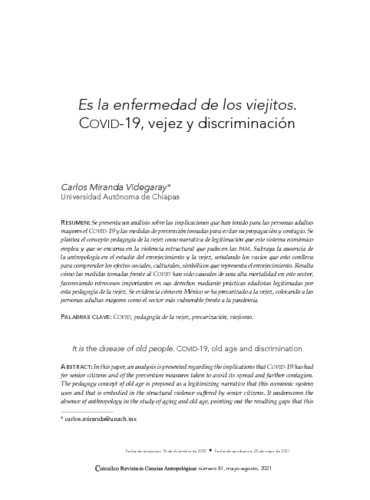 Es la enfermedad de los viejitos. Covid-19, vejez y discriminación