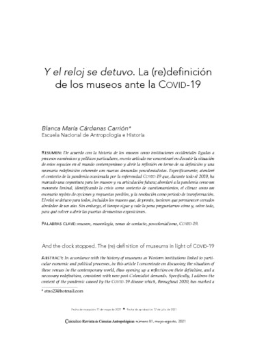 Y el reloj se detuvo. La (re)definición de los museos ante la COVID-19