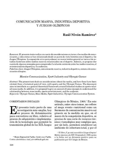 Comunicación masiva, industria deportiva y Juegos Olímpicos
