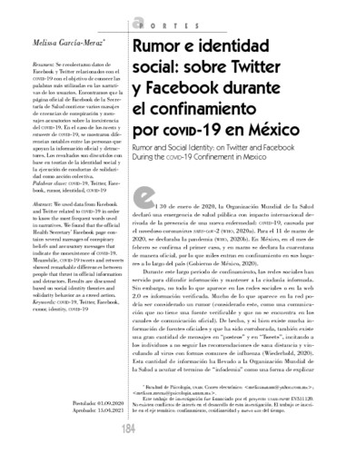 Rumor e identidad social: sobre Twitter y Facebook durante el confinamiento por COVID-19 en México