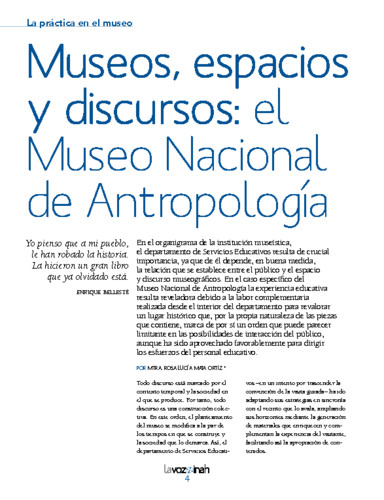 La práctica en el museo. Museos, espacios y discursos: el Museo Nacional de Antropología