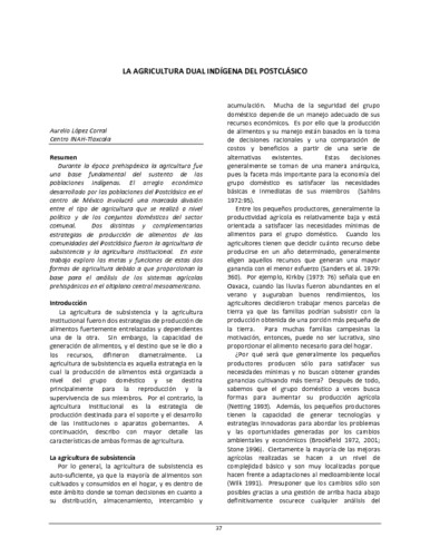 La agricultura dual indígena del postclásico