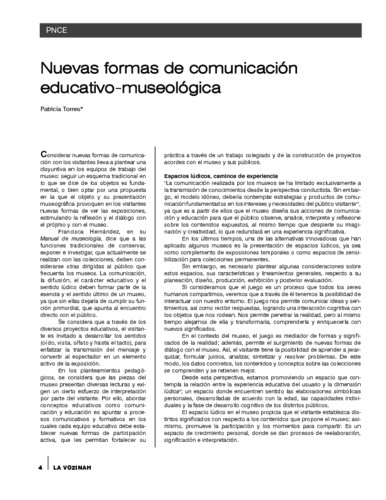 PNCE. Nuevas formas de comunicación educativo-museológica