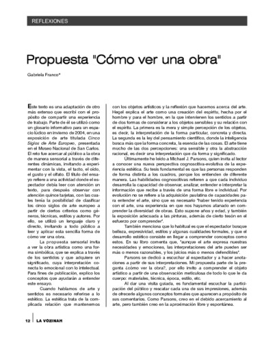 Reflexiones. Propuesta "Como ver una obra"