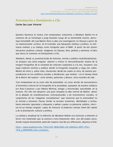 Presentación a Destejiendo a Clío