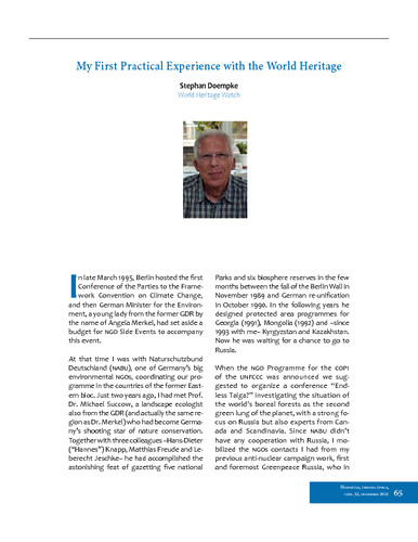 My First Practical Experience with the World Heritage