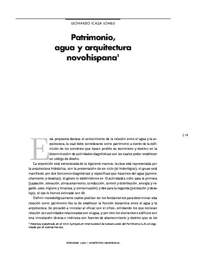 Patrimonio, agua y arquitectura novohispana