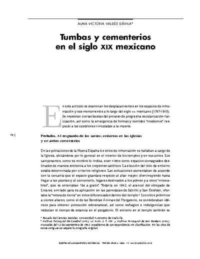 Tumbas y cementerios en el siglo XIX mexicano