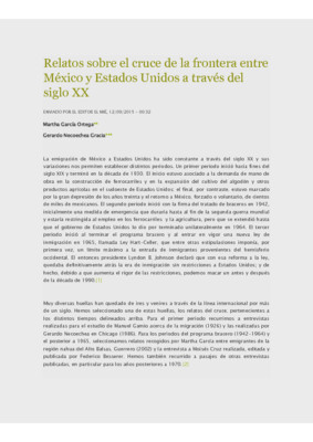 Relatos sobre el cruce de la frontera entre México y Estados Unidos a través del siglo XX