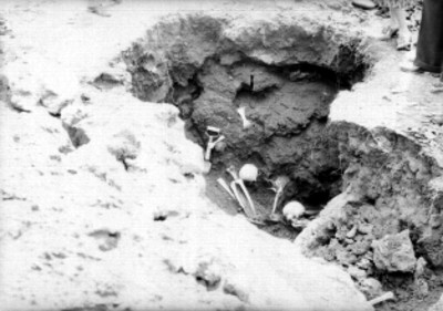 Vista de un entierro prehispánico