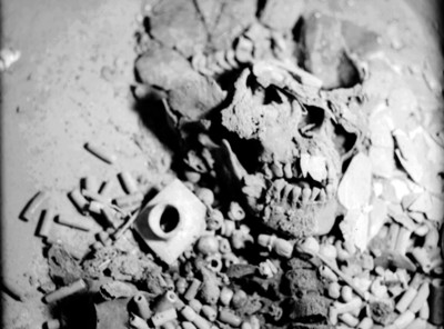 Vista del cráneo de Pakal, detalle