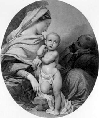 Pintura con la representación de la sagrada familia