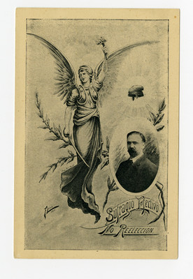 Tarjeta postal con el retrato de Francisco I. Madero y una alegoría a la libertad