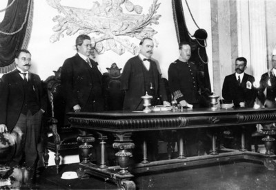 El presidente Obregón en la inaguraación del congreso de ingenieros mineros
