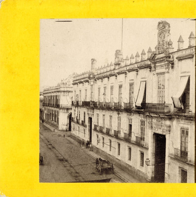 Edificio de la antigua aduana con su remate original, estereoscópica