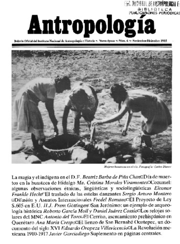Antropología Núm. 6 (1985) Actividades del INAH