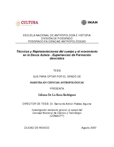 Técnicas y representaciones del cuerpo y el movimiento en la danza azteca
