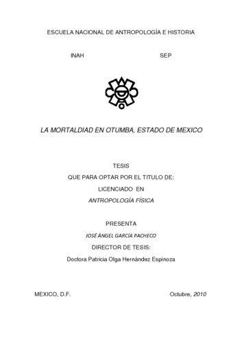 La mortalidad en Otumba, Estado de México