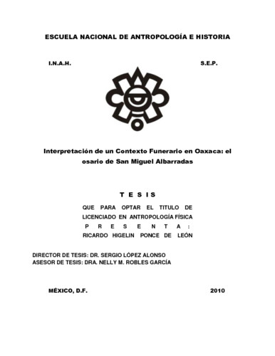 Interpretación de un contexto funerario en Oaxaca: el osario de San Miguel Albarradas