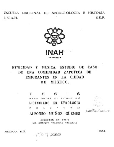 Etnicidad y música: estudio de caso de una comunidad zapoteca de emigrantes en la ciudad de México