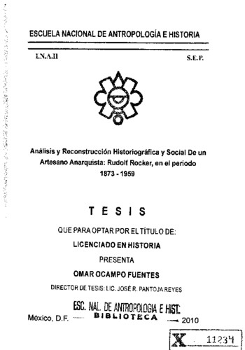 Análisis y reconstrucción historiográfica y social de un artesano anarquista