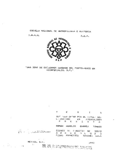 Una zona de entierros humanos del postclásico en Azcapotzalco, D.F.