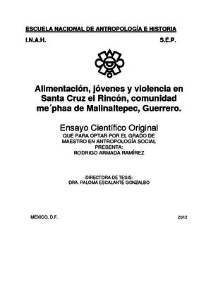 Alimentación, jóvenes y violencia en Santa Cruz el Rincón, comunidad me'phaa de Malinaltepec, Guerrero