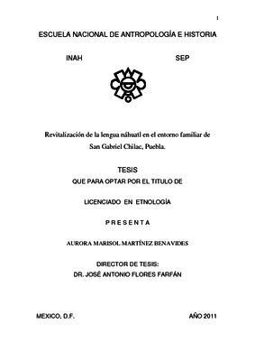 Revitalización de la lengua náhuatl en el entorno familiar de San Gabriel Chilac, Puebla